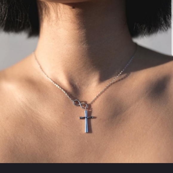 Beautiful Infinity Cross Necklace in SILVER - Picture 2 of 10